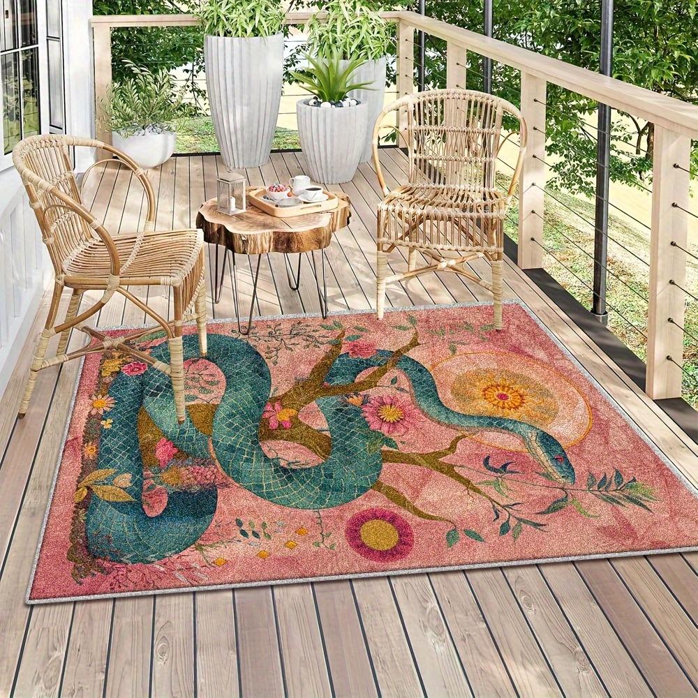 Snake Pattern Design Mat Non Slip Soft Comfortable Polyester Machine Washable Indoor Outdoor Living Room Bedroom Balcony