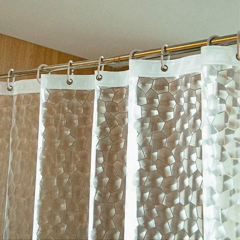 8001 PEVA 3D Pattern Shower Curtain with Steel Hooks for Bathroom, 180x180cm