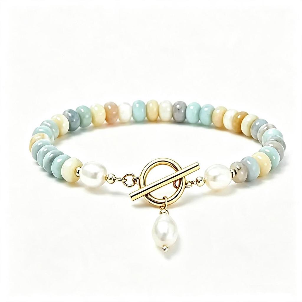 Handmade Color-Block Blue-Green Turquoise Beaded Necklace: French-Inspired High-End Clavicle Chain