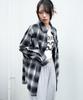 WEGO Check Big Flannel Long Sleeve Oversized Street Size Black Women's Shirt, Top, Autumn/Winter Clothes, Silhouette, Style, Girly, F,