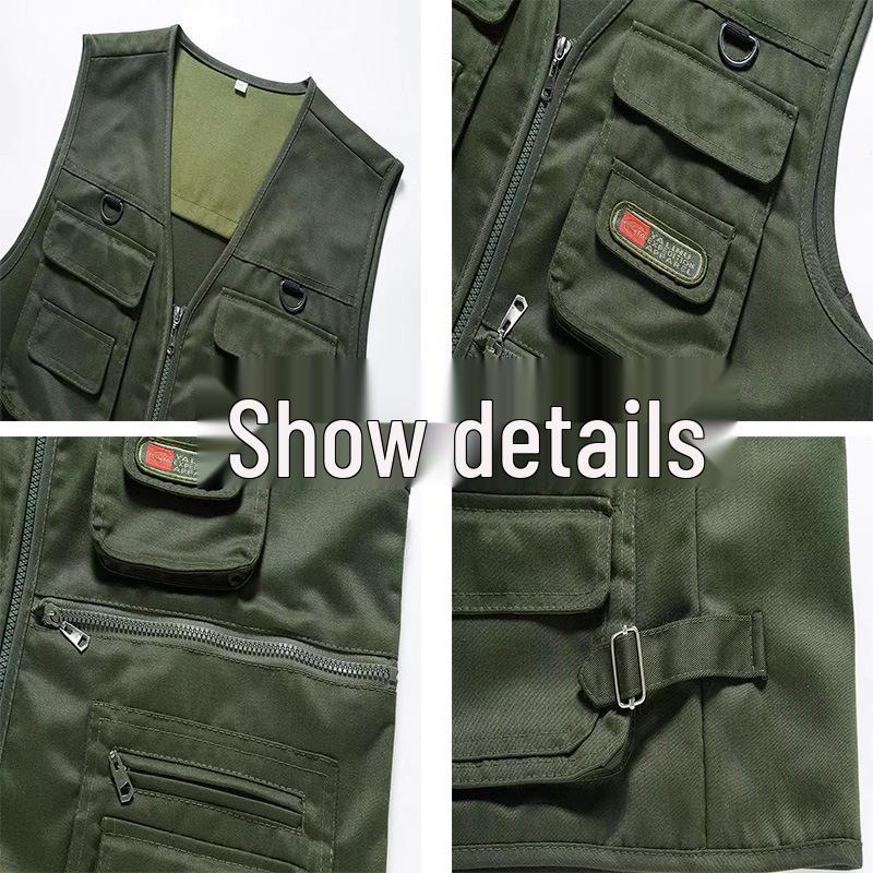Gilet Mimetico Multitasche Resistente all'Usura da Uomo per Pesca, Fotografia e Lavoro all'Aperto.