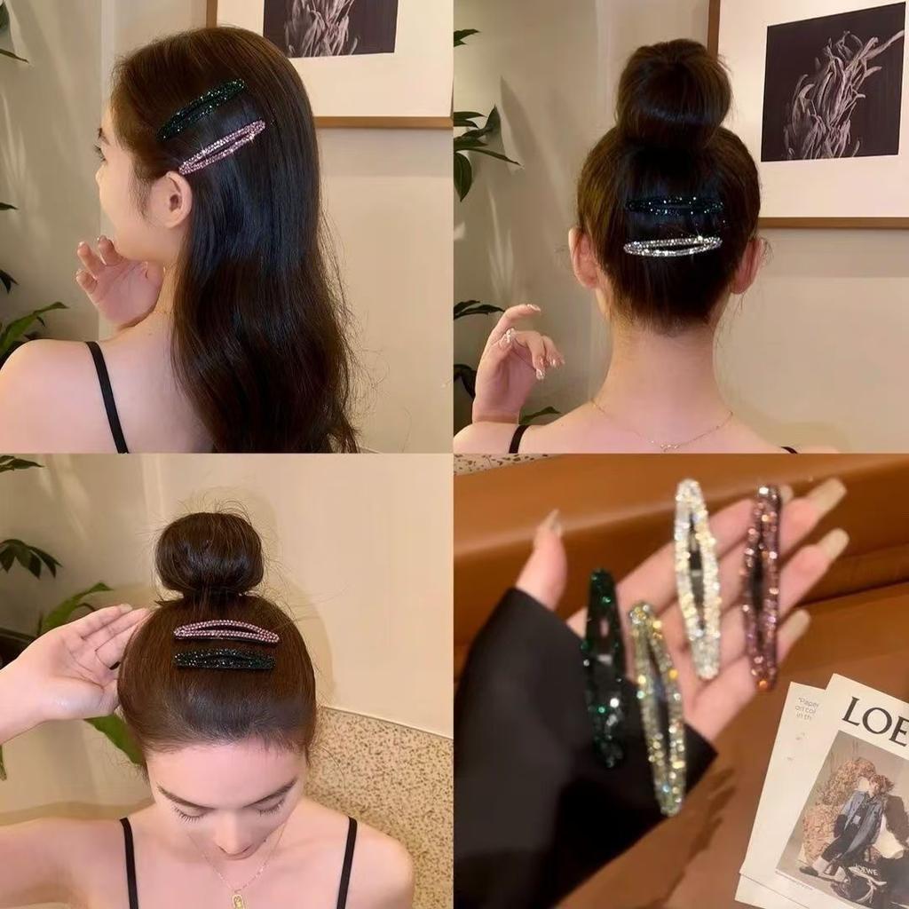 1/4pcs water diamond hair clip for bangs, bb clip for women's head accessories, temperament and versatile side clip