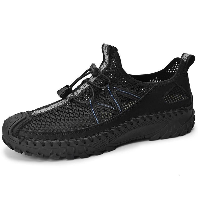 Sneakers Men's Summer Breathable Men's Shoes Mesh Breathable Thin Hollow Mesh Shoes Men's Lightweight Black Casual Shoes