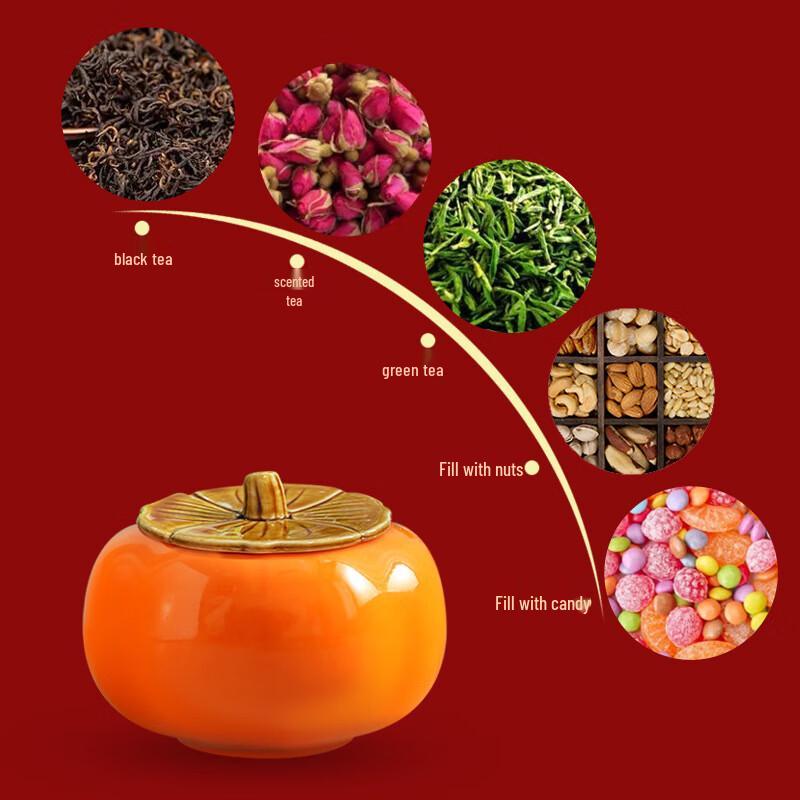Small Ceramic Persimmon Tea Caddy