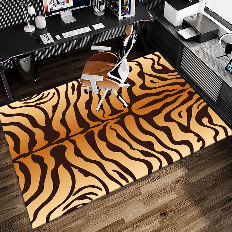 Tiger Stripes Pattern Design Office Rug Chair Mat, Entryway Carpet, Suitable for Front Door, Bedroom, Living Room, Desk, Holiday Gift