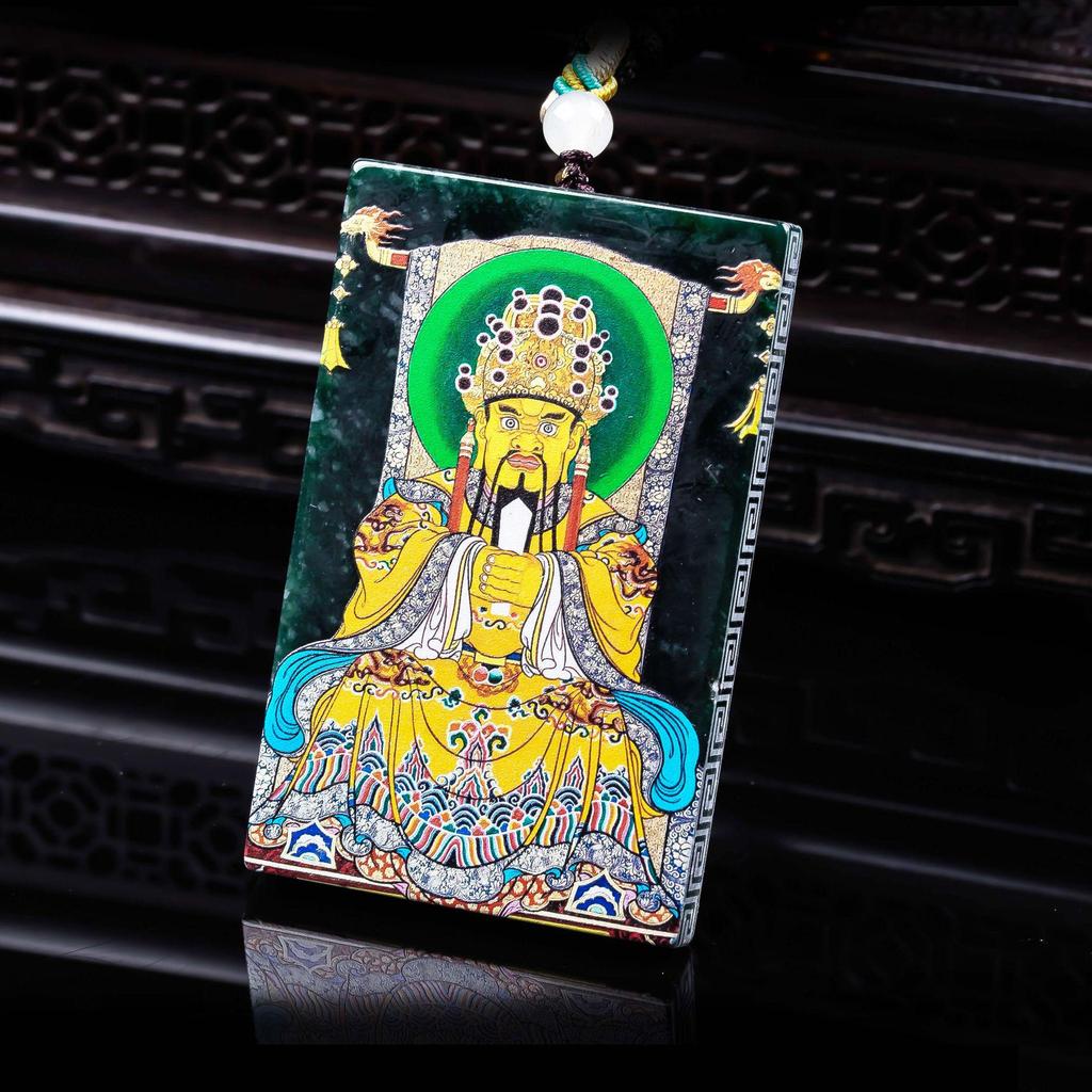Exquisite A-Grade Jadeite Dragon Pendant: High-Clarity Ice Species God of Wealth Amulet