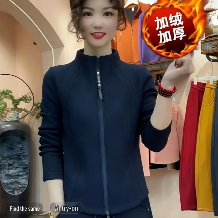 

Stylish Winter Fleece-Lined Half-Zip Cardigan for Moms 4XL темно-синий
