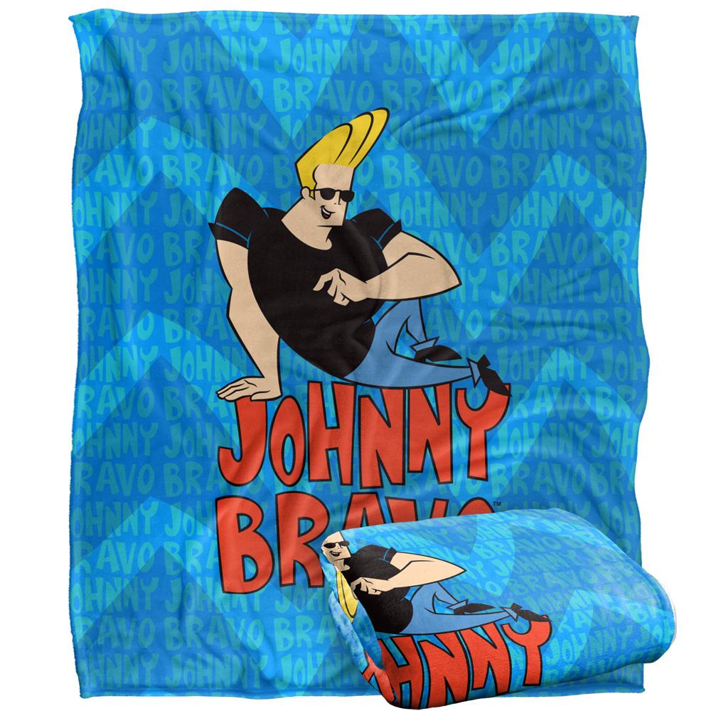 Johnny Bravo Silky Repeat Logo Supersoft Blanket