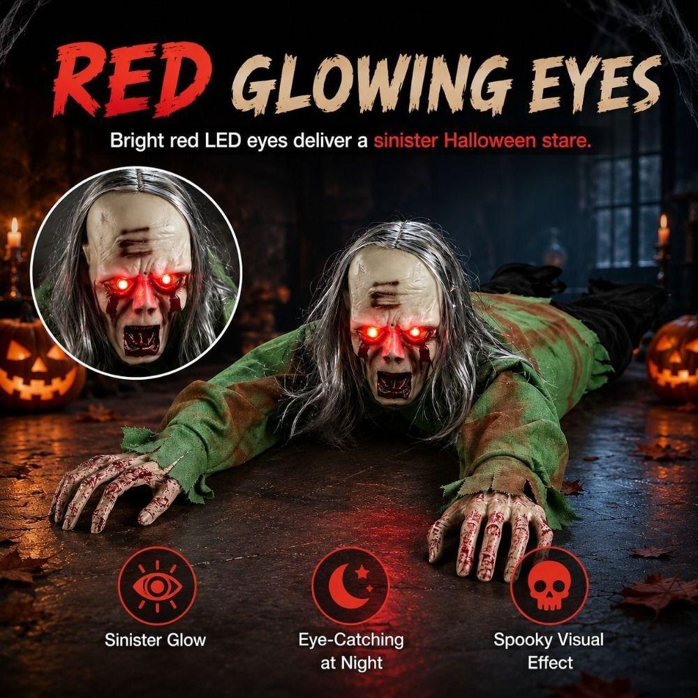 Bald Head Halloween Crawling Ghost Electric Climbing Zombie Figure Haunted House Prop