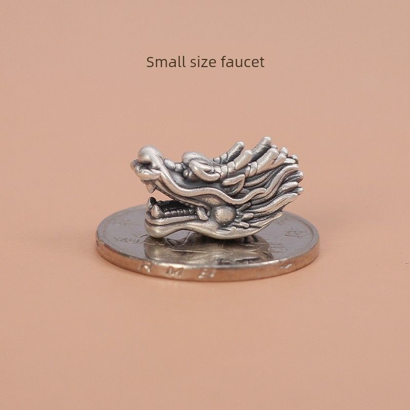 

Pure Silver Faucet Spacer Beads 3D Hard Silver Accessories Beads Necklace Carrying Strap Straight-leg Beads Handmade Beaded DIY Braid Rope Material Small size faucet