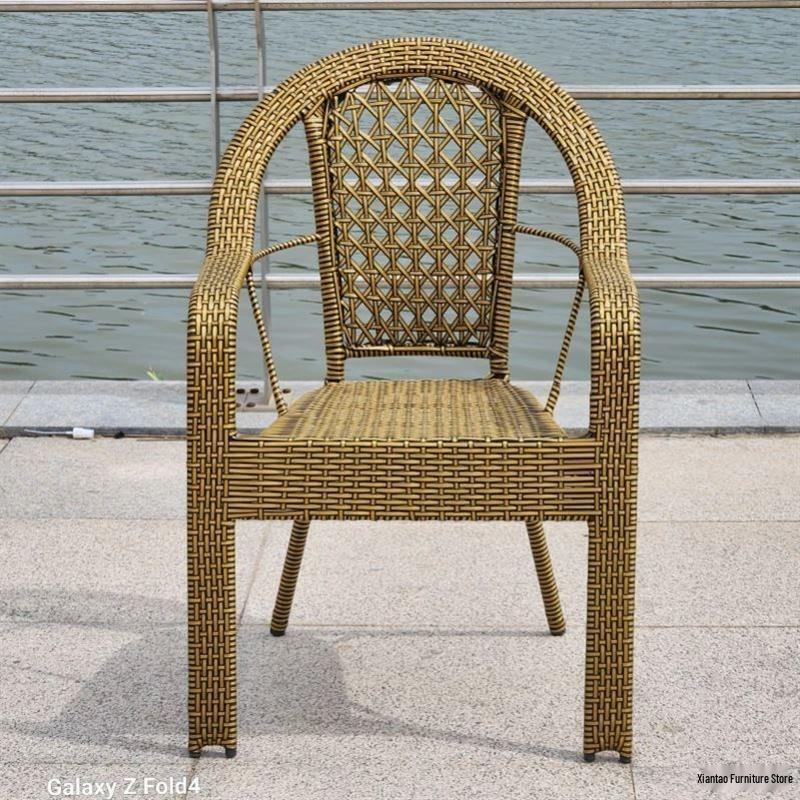 Comfortable and Sturdy Rattan Balcony Chair for Elderly - Woven Backrest for Long Sitting