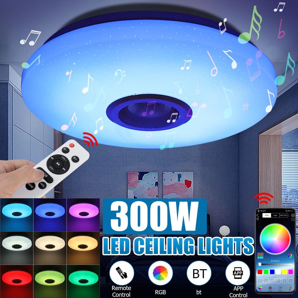 300 W moderne RGB dimmbare Musik Deckenleuchte Fernbedienung und APP-Steuerung Deckenleuchten für Heimlautsprecher Beleuchtungskörper AC180–265 V