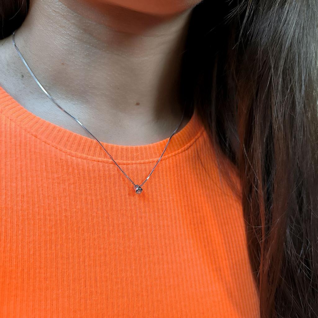 Silver Necklace with Cubic Zirconia, Product Weight 2.14 G (2160915)