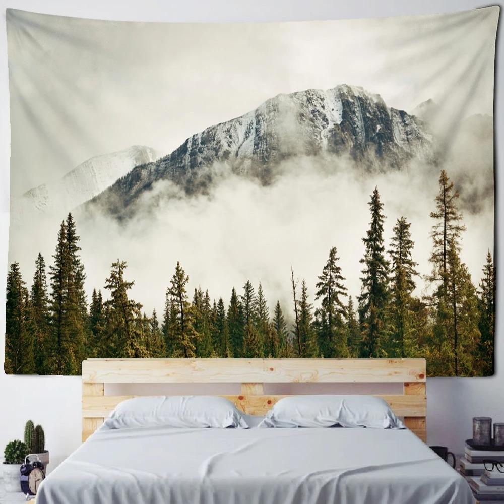 Mist Mountain Tapestry Natural Aesthetics Wall Hanging Bedroom, Living Room, Dormitory Home Decoration