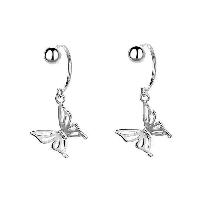 Hollow Butterfly Earrings Simple Personality Trendy Screw Buckle U-Shaped Earrings Girl Cute Smart Butterfly Dance Earbone Nails