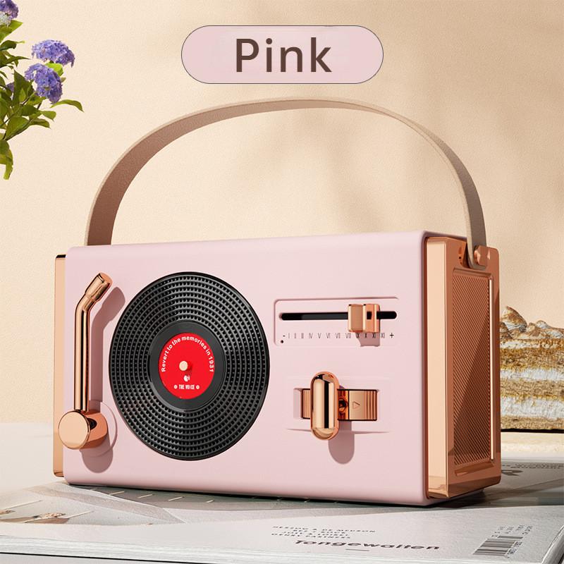 New Multi Functional 360 ° Panoramic Sound Effect Compact Record Player Retro Bluetooth Speaker Audio System for Mobile Phones Computers Desktops 5W