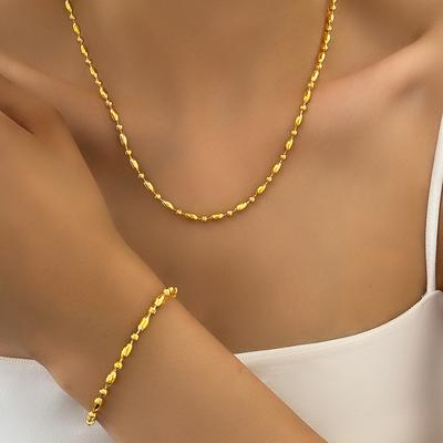 Set Zirconi Acciaio Inossidabile Nuovo Stile Bracciale Collana Trendy stile minimalista Catena a Maglie Sottili Set Zirconi Per Donne Zircone