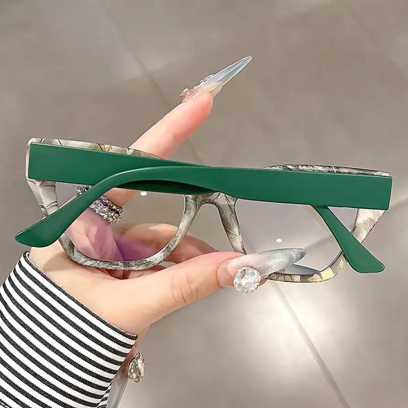 Trendy and fashionable anti-blue light glasses, wood-grain square frame flat glasses, high-end and versatile glasses