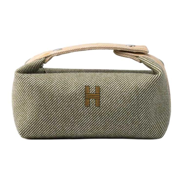 

Hermes Bride-A-Brac Palladium Plated Metal Texture Wool Twill Handbag Toiletry Bag Small Women handbags Forest-Green H103640M03 Forest Green