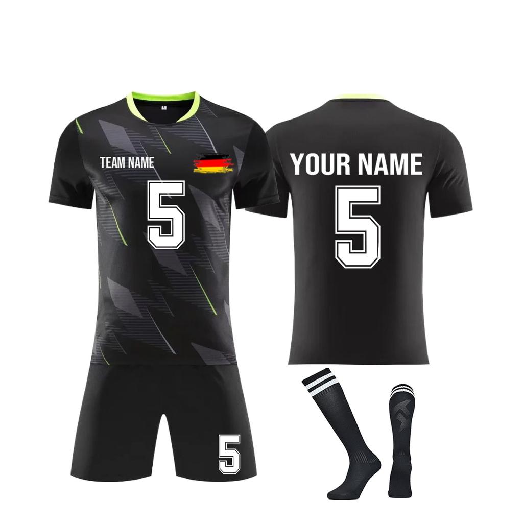 Herren Fußballtrikot Set Kurzarm Shirt Sportliche Trainingsshorts und Socken Schnelltrocknendes Uniform-Set für Teams