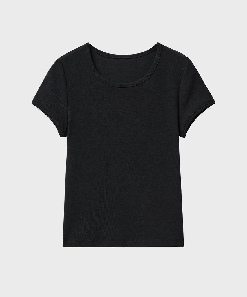 NOIRER FOR WOMAN Slim Ribbed T-Shirt (Black)