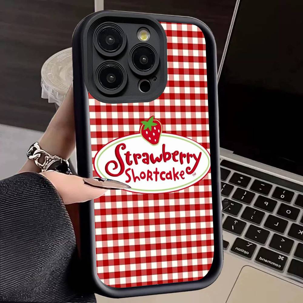 Animated S-Strawberry S-Shortcake Silicone Soft Phone Case For IPhone 17 16 14 13 12 11 15 Pro Max Plus Air Cover