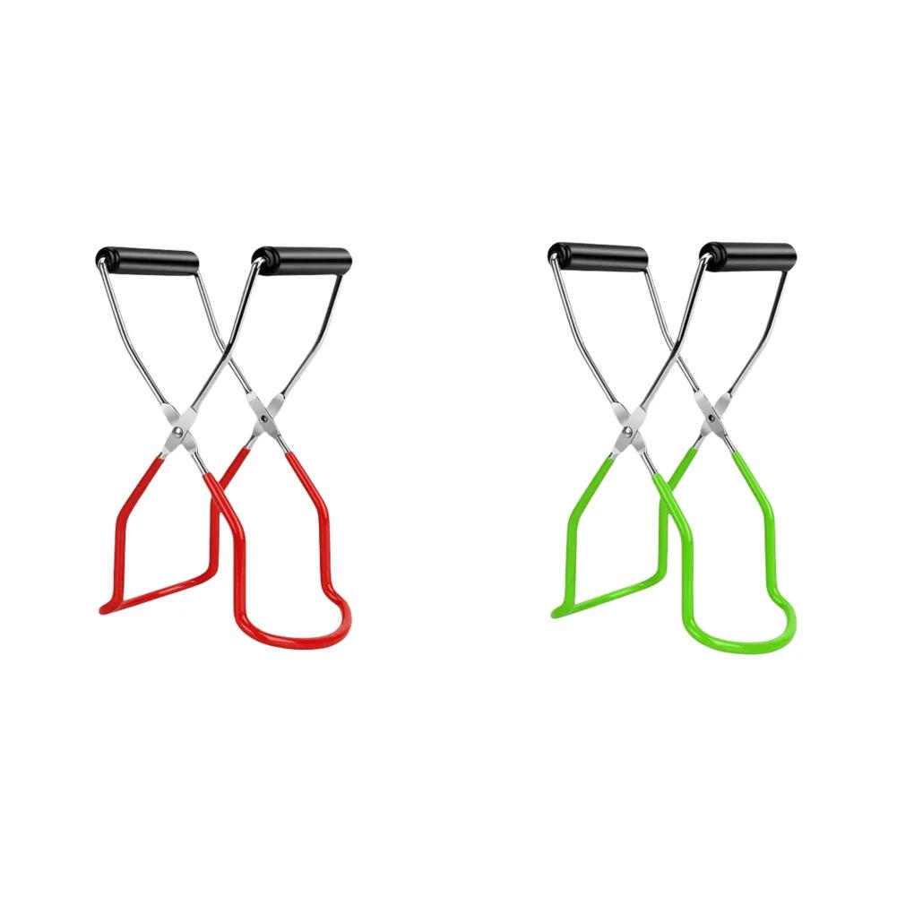 Stainless Steel Canning Jar Lifter with Grip Handle Can Lifter Tongs Jar Clip Heat Resistance Anti-clip Glass Tong for Kitchen