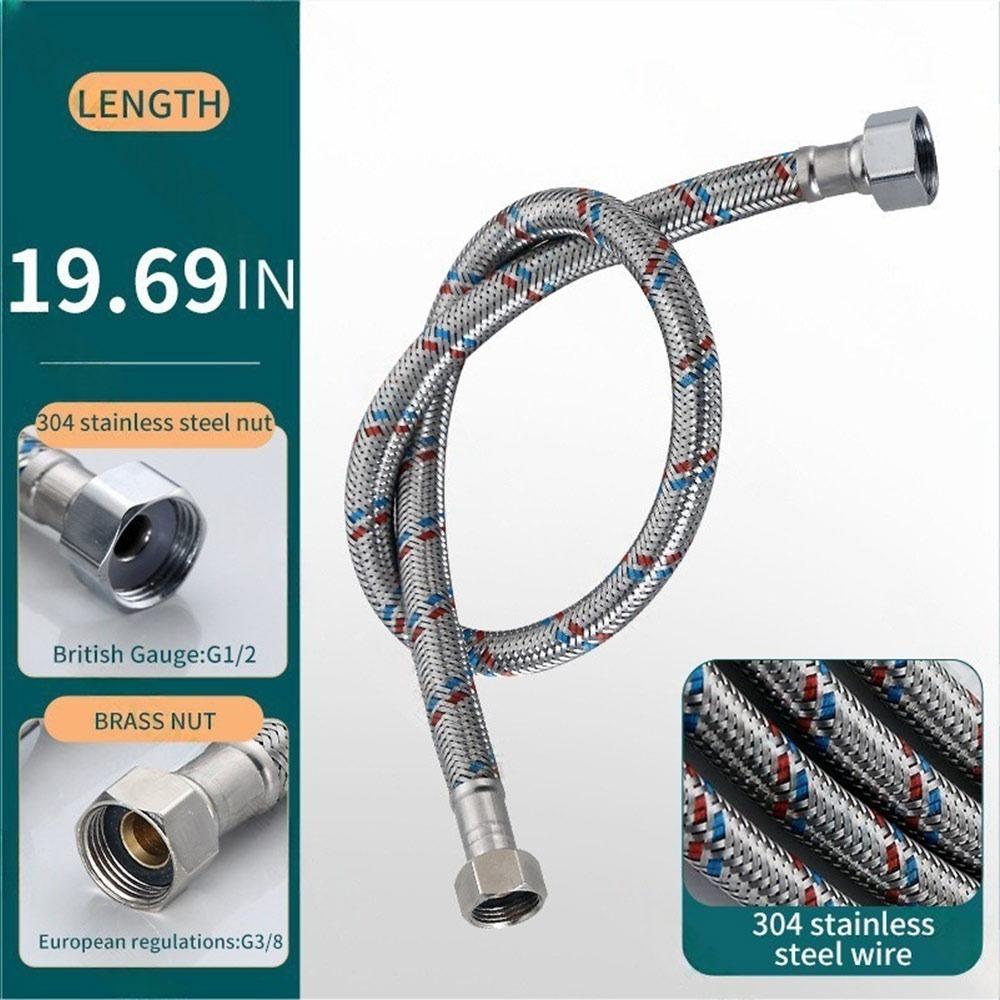 304 Stainless Steel Cold and Hot Water Inlet Pipe Anti-Aging Dual Head Tube High Pressure Water Supply Tube Faucet Connector