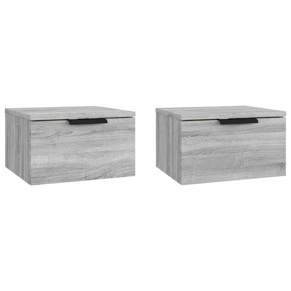 vidaXL Wand-Nachttische 2 Stk. Grau Sonoma 34x30x20 Cm