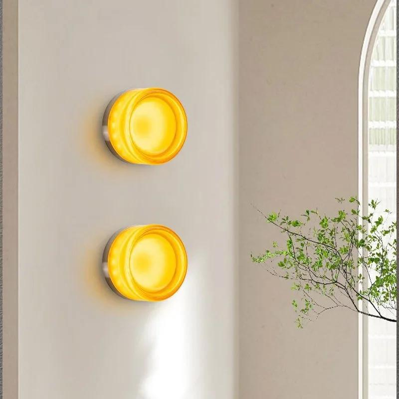 Nordic LED Wall Lamp Smoke Grey Amber Wall Lights For Study Bedroom Bedside Living Room Indoor Home-Appliance Decoration Fixture