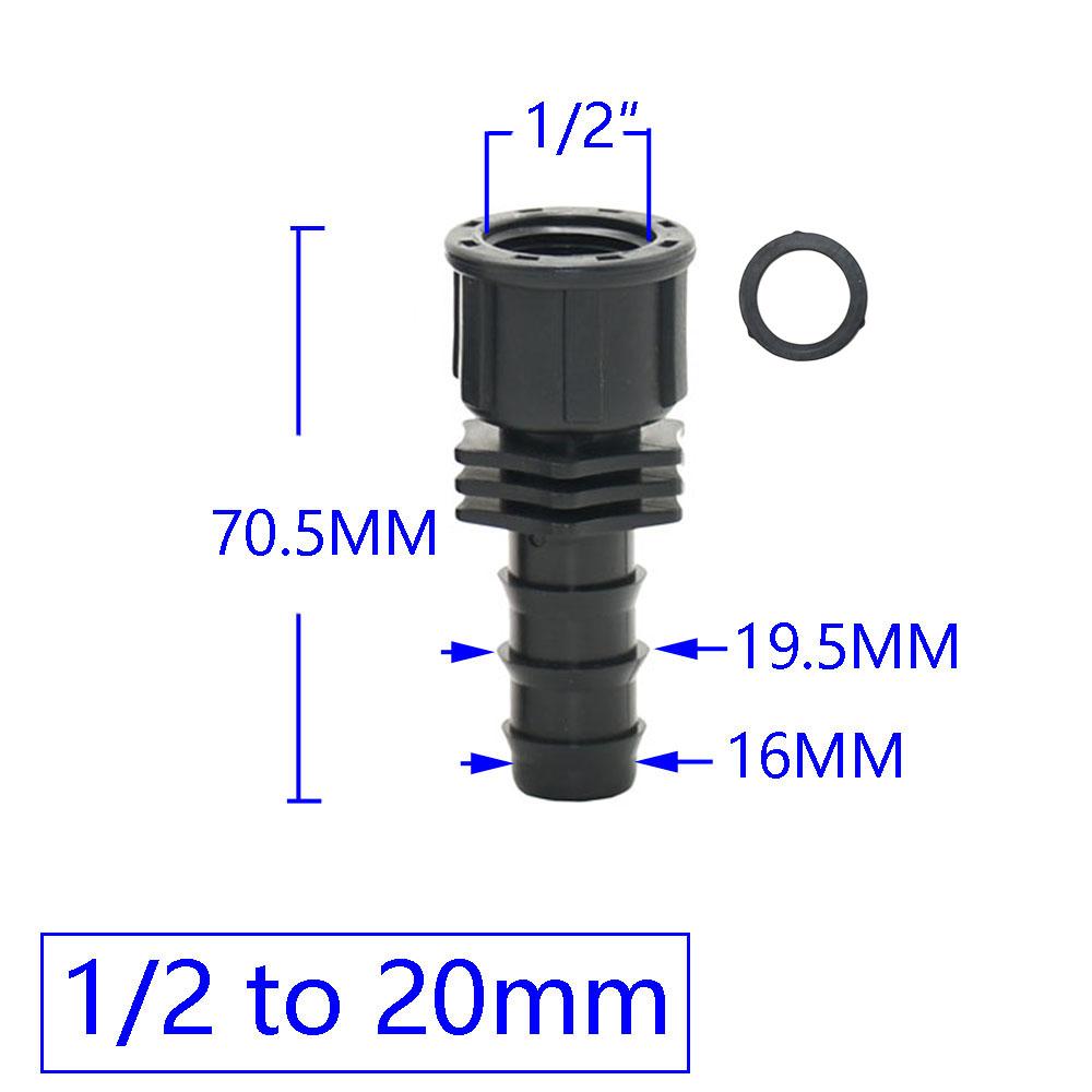 1/2 3/4 Female Male Thread To 1/2 3/4 1 Inch Garden Hose Barb Connector 16mm 20mm 25mm Plastic Hose Fitting 2 Pcs