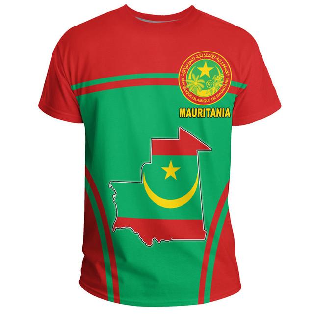 New Mauritania Flag Graphic 3D Print T-shirt Mauritania National Emblem Men’s Sports Tops  National Day Gifts Personalized Tee XXS