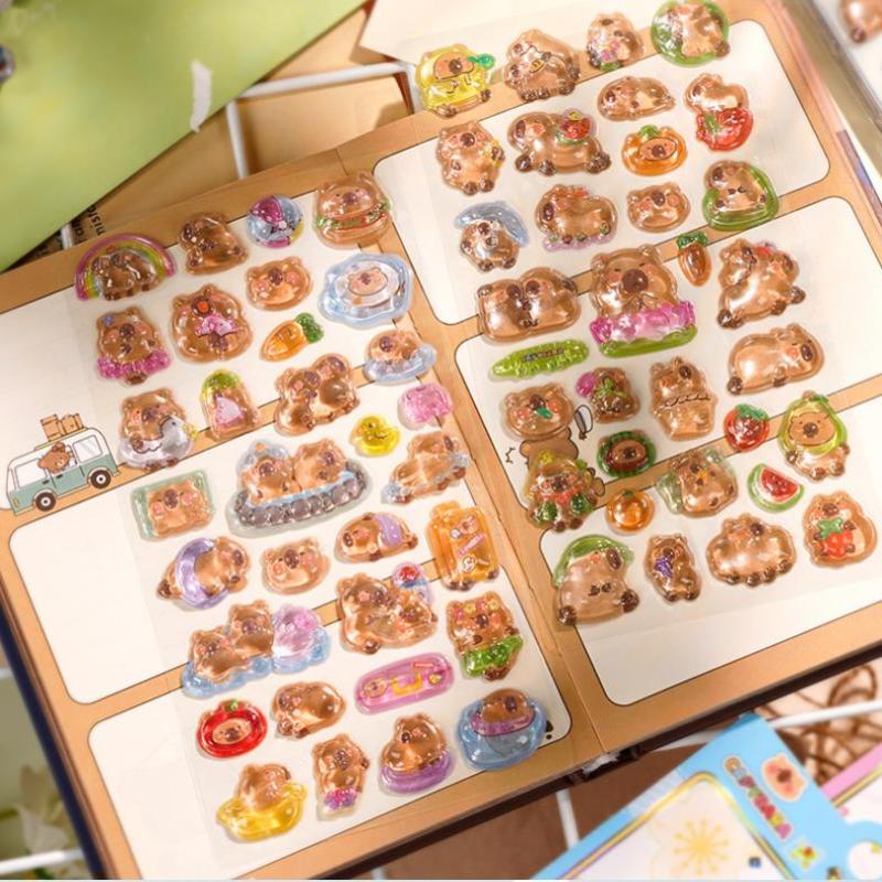 Cartoon Capybara 3D Relief  Stickers Diy Scrapbook Sticker Phone Case Decoration Gifts