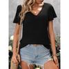 Women's Spring and Summer Loose V-neck Back Hollow Cross Strap Short Sleeve T-shirt