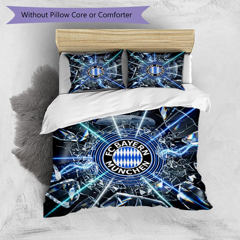 Set Lenzuola 3 Pezzi con Stampa Modello Bayern Monaco Morbido Delicato sulla Pelle Lavabile Copripiumino e Federe Set Tutte le Stagioni Camera da Letto