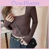 Cotton Long Sleeve T Shirt For Women With Square Neck Casual Fall Wear