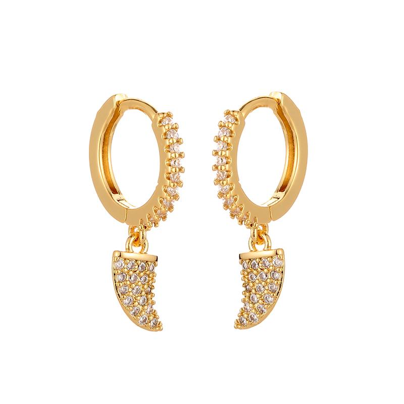 ANENJERY Geometrische Horn Creolen für Frauen Allergieprävention Glänzende Zirkonia Ohrringe Zarter Schmuck