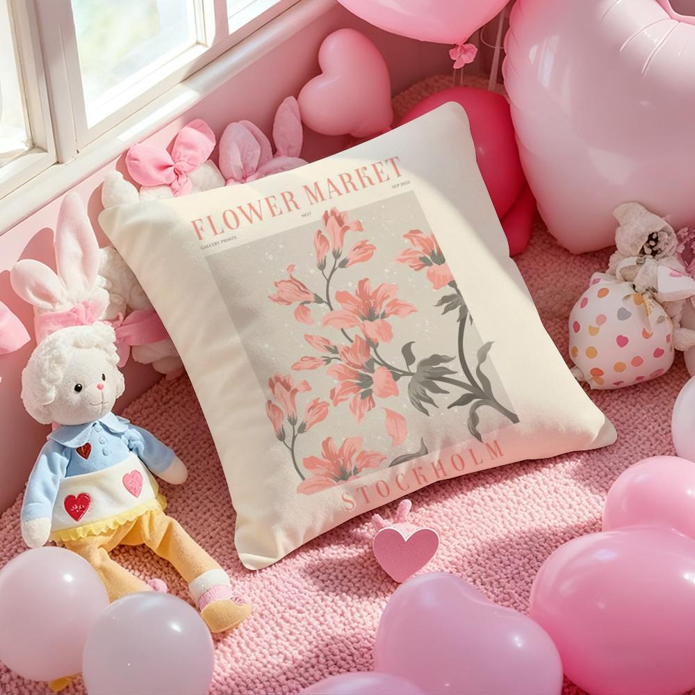 

Flower Market Cushion Cover Pattern Printed Pillowcase for Living Room Sofa Cushion Cover & Bedroom Decor 12x12Inch