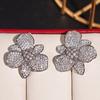 European and American Scenery, High Luxury Floral Earrings, Women's Micro Diamond Inlaid Lily Flower Zircon, Dress Accessories