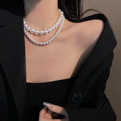 Pearl Necklace Fashion Vintage Women Elegant Senior Sense White Imitation Pearl Collarbone Chain Wedding Jewelry Accessories Gifts