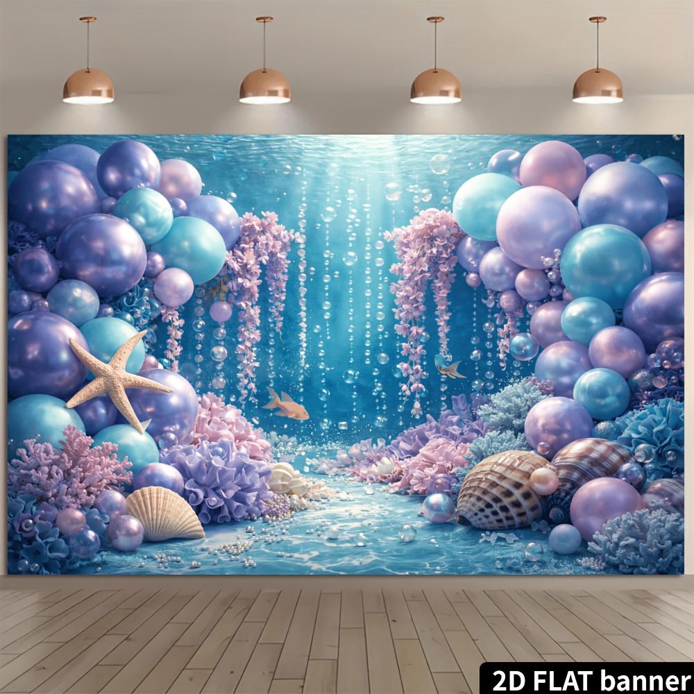 2D Plane Dreamy Underwater Party Backdrop Fabric Made of Durable Polyester Material Suitable for Marine-themed Events