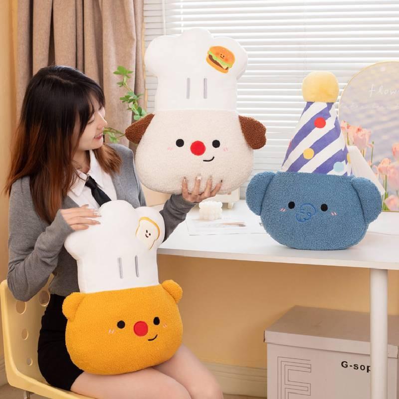 Chef Bear Dog Birthday Hat Elephant Plush Toy Stuffed Doll Decoration Kids Gift