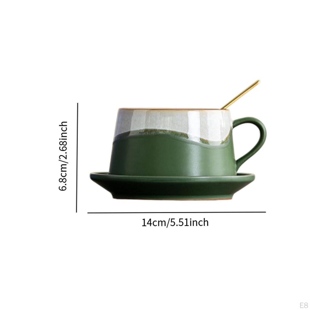 Ceramic Coffee Mug Cup Drinkware Home Decoration with Spoon Pottery Gifts