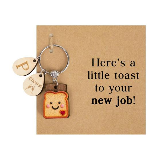 

Yousheng Wooden Toast Keychain with Card Cartoon Bread Slices Key Ring Backpack Schoolbag Hanging Decoration Bag Charm Purse Pendant New Beginnings D