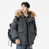 Men's and Women's Thickened Winter Down Jacket with Fur Collar, 90% White Duck Down Hooded Parka.
