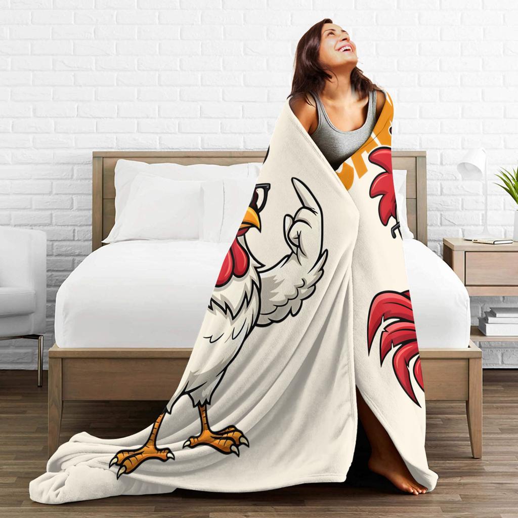 F-Caw-F Chicken FCAWF Humor Quote Rooster Meme Blanket Cover Fleece Super Soft Throw Blankets for Car Sofa Couch Bedroom Quilt