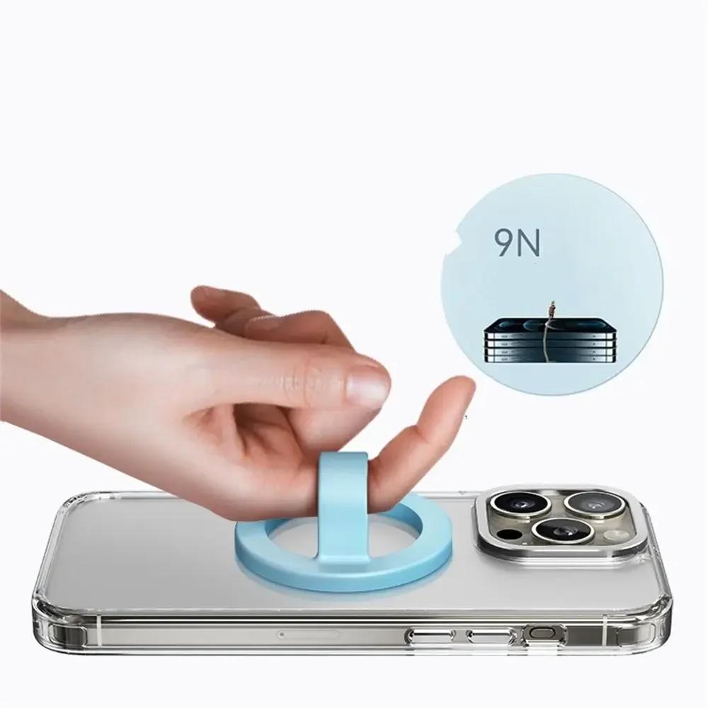 Magnetic Silicone Soft Finger Strap Phone Ring Holder for Magsafe IPhone 16 Universal Stand Support Mac Safe Loop Grip Bracket