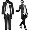 Anime Skull Ghost Cosplay Costume Band Cross Brooch Costume Halloween Black Tuxedo Vampire Gental Suit Halloween Costume Suits