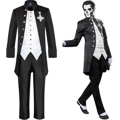 Anime Skull Ghost Cosplay Costume Band Cross Brooch Costume Halloween Black Tuxedo Vampire Gental Suit Halloween Costume Suits