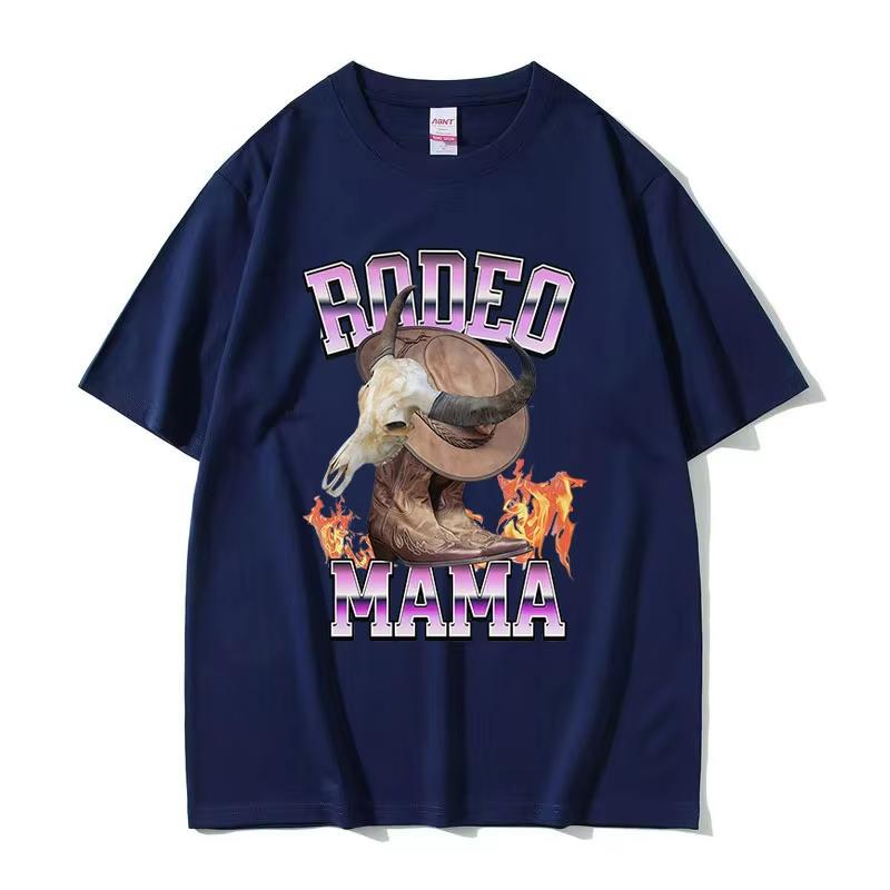 Funny Stylish Western Rodeo Mama T-shirts Men Women 90s Retro Oversized Cotton T Shirt Casual Loose O-Neck Short Sleeve T-shirts